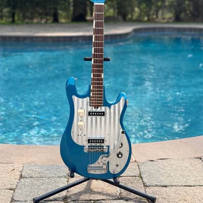 Silvertone/Teisco Shark Fin 759 1436 1 Electric Guitar 1960s - Blue image 1