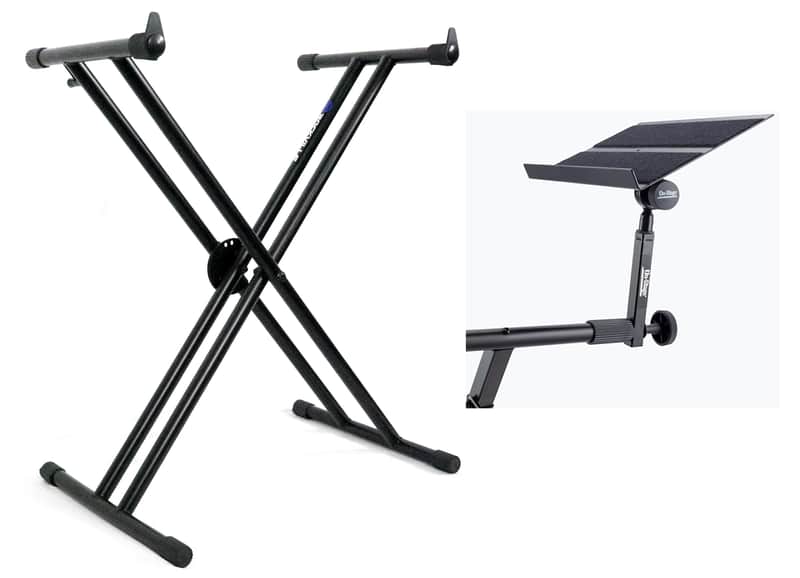 Rockville RKS30X Double X Braced Keyboard Stand+Small Mixer/Drum Machine Tray image 1