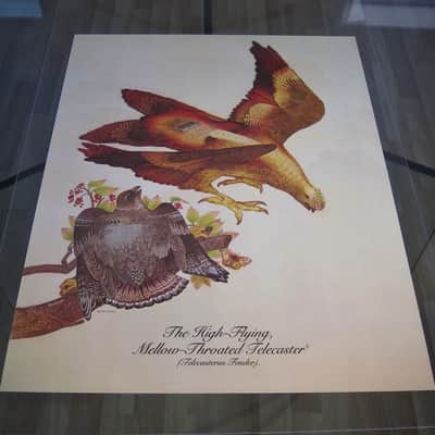 Fender Telecaster & Twin Reverb Authentic Vintage Poster "The High-Flying Mellow-Throated Telecaster" Artist Endicott Circa-1976-Multi Color image 10