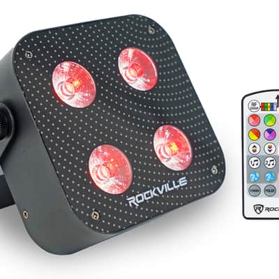 (2) Rockville MINI RF4 V2 Black DJ/Party Wash Lights+RF Remote+APP+Wireless DMX image 2
