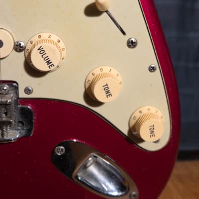 Vintage 1962 1 Owner Fender Stratocaster Slab Board Brazilian Rosewood Fretboard Candy Apple Red Refin w/ OHSC image 3