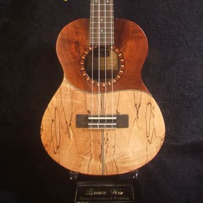 Handmade Tenor Ukulele, Solid Spalted Maple, Indian Rosewood, Soft-bag, Bruce Wei UG17-3049 image 4