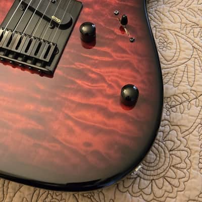 Warmoth Modern Tele Late 2010s - Deep Red Clear Gloss finish with Black Burst edges and black back. image 5