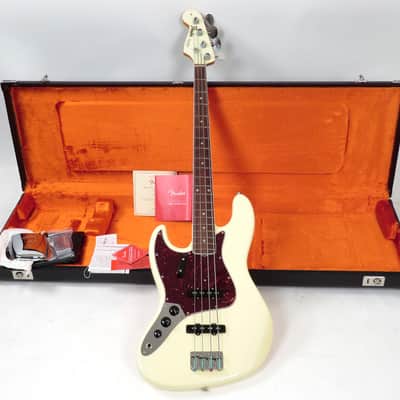 2023 Fender American Vintage II 1966 Reissue Jazz Bass Left Handed - Olympic White with Matching Headstock - Case, Paperwork, and COA image 2