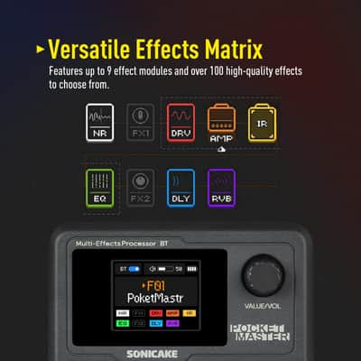 SONICAKE Pocket Master-Portable Multi Effects Pedal, 100+ Built-in Guitar/Bass/Acoustic Effects, Amp Modeling, IR Cabinets Simulation, Stereo OTG USB Audio Interface, Rechargeable Guitar Pedal (Black) Shipping from US Warehouse image 5