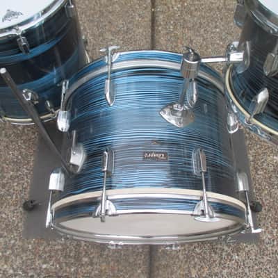 Tempro Vintage 1960s Drum Kit, Japan Made, Blue/Black Strata, Very Clean & Cool! image 9