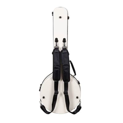 Crossrock Fiberglass Banjo Case-Fits Mastertone & Most 5-String Styles, with Interior Compartment, Backpack Straps, Hygrometer, TSA Lock-Milky White (CRF2023MBJMW) image 3