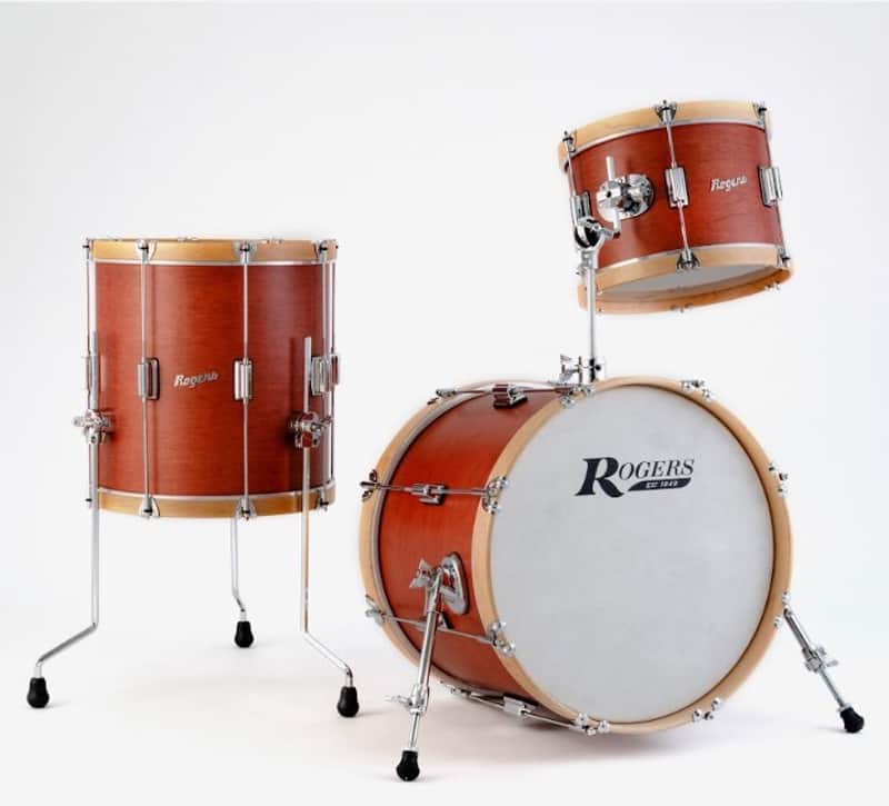 TOWER “TOWERWOOD” 3-PIECE DRUM KIT SATIN RED MAHOGANY WITH NATURAL WOOD HOOPS image 1