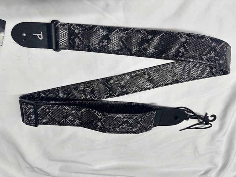 PERRI'S 2” Black Faux Snake Skin Leather Guitar Strap VGS-7555 image 1