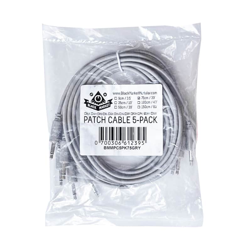 Black Market Modular Eurorack Patch Cables (75cm - Grey - 5 Pack) image 1