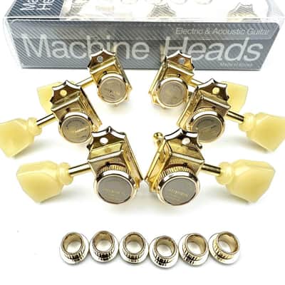 Kaynes 3x3 Guitar Lock String Tuning Pegs – Gold Vintage Deluxe Style Locking Tuners Keys Machine Heads Tuners for Les Paul LP SG Style Electric or Acoustic Guitar (Golden) image 2