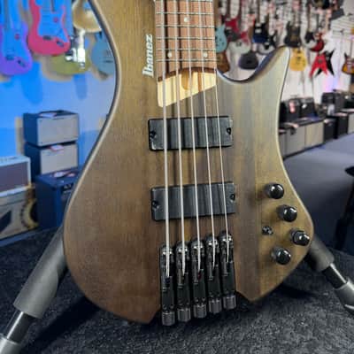 Ibanez Bass Workshop EHB605 5-string Electric Bass Guitar - Walnut Flat, Free Plek! 024 image 5