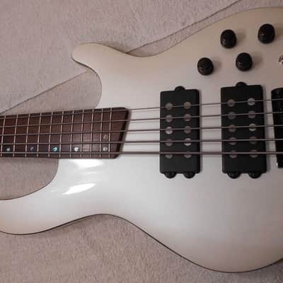 Cort C5H Artisan Series RH 5 String Electric Bass, White Pearl, OE Bag NEAR MINT image 2