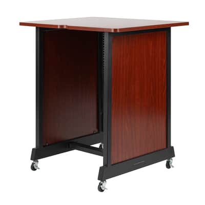 Gator Rok-It By Frameworks Studio Series 14U Wood Rack Cabinet with Casters and Leveling Feet, Cherry image 7