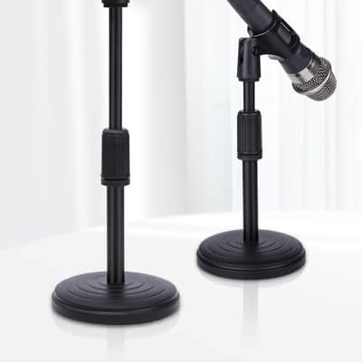 Desktop Microphone Stand, Upgraded Adjustable Table Mic Stand with Mic Clip and 5/8" Male to 3/8" Female Screw image 3