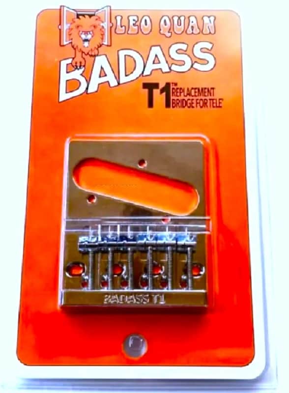 Leo Quan Badass T1 Chrome, Best Sustain Upgraded 6 Pc Bridge Saddle Plate fits Vintage (4 Hole) Telecaster Guitars image 1