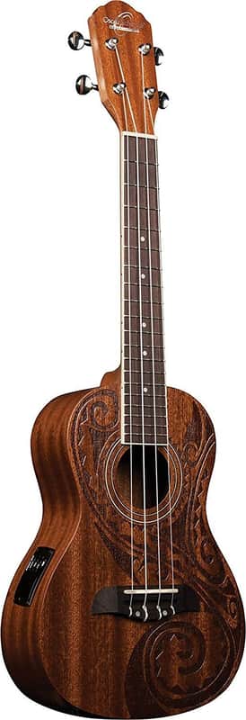 Oscar Schmidt Concert Ukulele W/Pre Amp, Natural Mahogany Maori (OU2ETAT-A-U) image 1