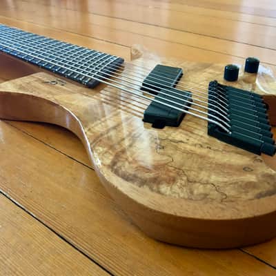2023 Agile Perihelion Pro 10 String Guitar 102528 Mod Gloss Solid Spalted Flame Natural with Douglas EGC-400 HD Black Burgundy Headless Guitar Case image 6