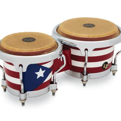 Latin Percussion LP 3 1/2 - 4 1/2" Mini Bongo Oak Puerto Rican Flag (LPM199-PR) image 2