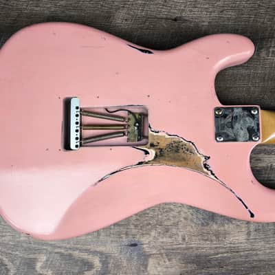 MyDream Stratocaster Custom Built - Relic Pink over Black Gilmour image 3