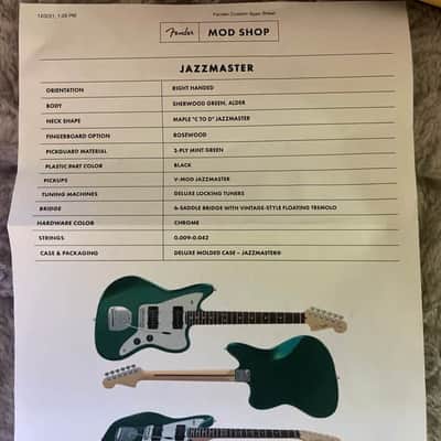 Fender Mod Shop Jazzmaster SHERWOOD GREEN LOLLAR BLACK BOBBIN PICKUPS image 11