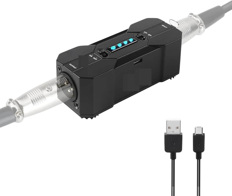 Power Supply 48V/12V Switch,Up to 40 Hours of Use,Rechargeable Portable Phantom Power for Condenser/Shotgun Microphones, Mic Preamp, Recording Studios image 1