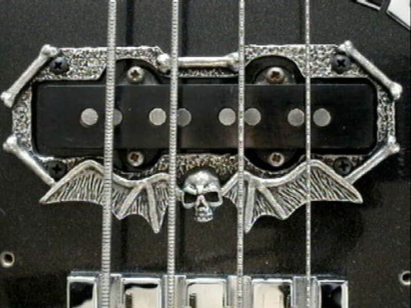 2 Skull pickup rings for fender jazz bass guitar solid metal hand made in USA image 1