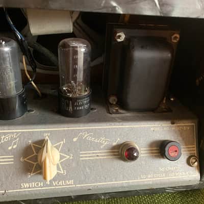 Magnatone Varsity Lap Steel and Amp Set 1950 Grey Pearloid image 12