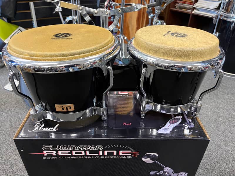 L.P. Traditional Fiberglass set of Bongos 2019 - Black lacquer image 1