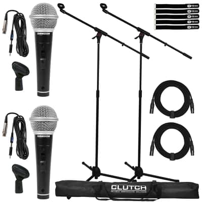 Handheld Dynamic Vocal Microphone w XLR 1/4" Cable Clip On/Off Switch & Stand 2pk image 12