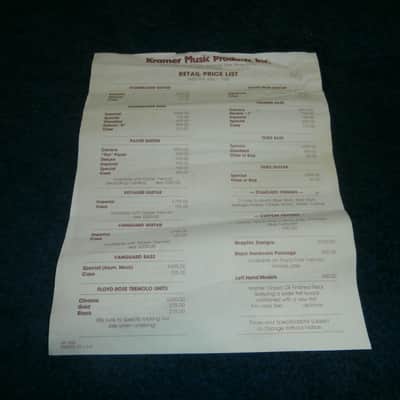 Vintage 1982 Kramer Guitar/Bass Price List! Pacer, Floyd Rose, Vanguard, Voyager! image 1