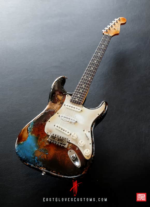 Fender Stratocaster Sunburst Paisley/Pelham Blue Heavy Relic by East Gloves Customs image 1