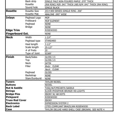 2015 Taylor 814ce LTD Brazilian Rosewood – Factory Documented – X-Braced – CITES Compliant image 6