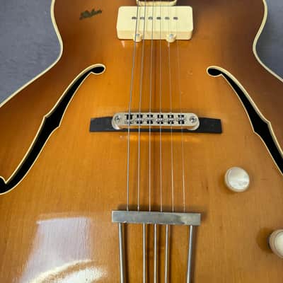 Hofner 4550 S - 1950s archtop guitar - fretjob, electrified, player image 20