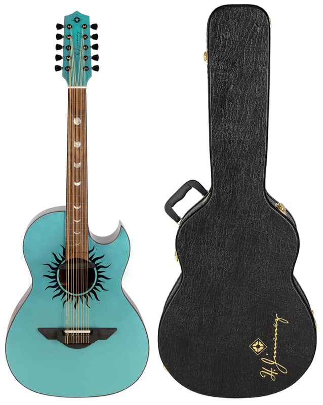 H. Jimenez Colección de Galaxia Cosmic Nebula Bajo Quinto Glossy Turquoise Sparkle Finish Acoustic +Hardshell Case | Authorized Dealer image 1
