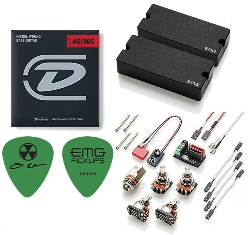 EMG DE Set Black David Ellefson Of Megadeth 4 String Soapbar Active Bass Pickups 35DC & 35CS STRINGS image 1