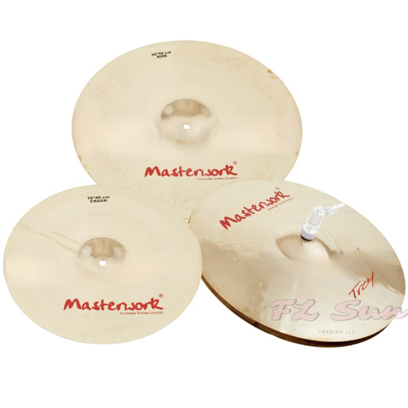 Masterwork Troy Series 3 pcs 14 Hi-Hat + 16" Crash + 20" Ride Cymbal Set image 1