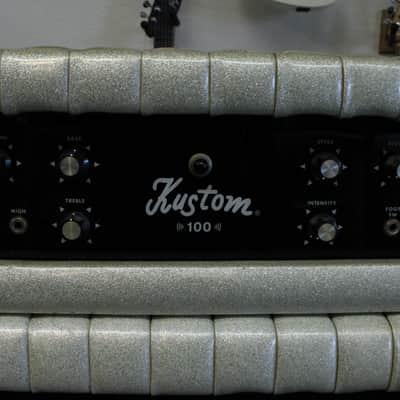 1970 Kustom K100-2 Head And Cab White Sparkle image 7