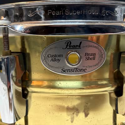 Remo Pearl Custom Alloy SensiTone SNARE Drum Coated Ambassador - Brass Shell - Used image 8