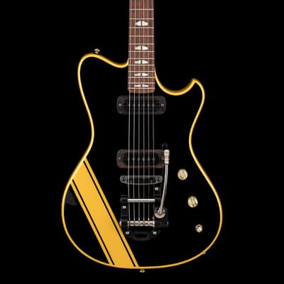 Powers Electric A-Type FF42 - Jet Black with Saffron Stripes #B513 image 3