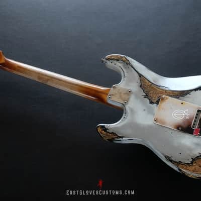 Fender Stratocaster 50th Anniversary White Marble Paisley Heavy Aged Relic by East Gloves Customs image 15