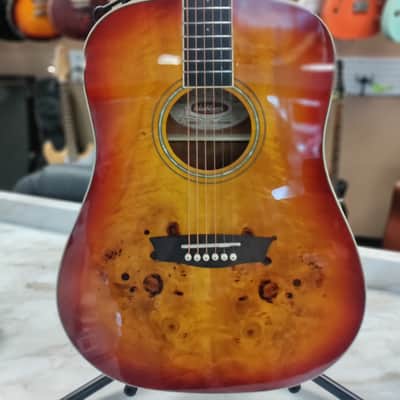 Washburn DFBDA Deep Forest Burl Dreadnought Acoustic Guitar 2022 Amber Fade image 1