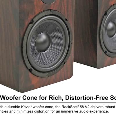 (2) Rockville RockShelf 58D 360w Dark Wood 5.25" Bookshelf Speakers+28" Stands image 19