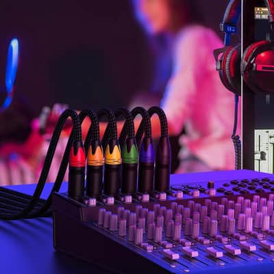 XLR Cables 25ft 6 Pack, Mic Cable 25 ft Feet, 3 Pin Male to Female XLR Microphone DMX Cord- Black Braided, 25 Foot, 6pack image 4