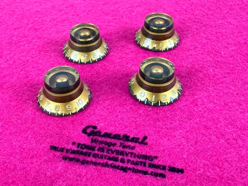 General Vintage Tone Aged  Gold   "CAB" Butyrate Gold flakes  Tophats knobs  for Les Paul ®️ 1956 - 1960 image 1