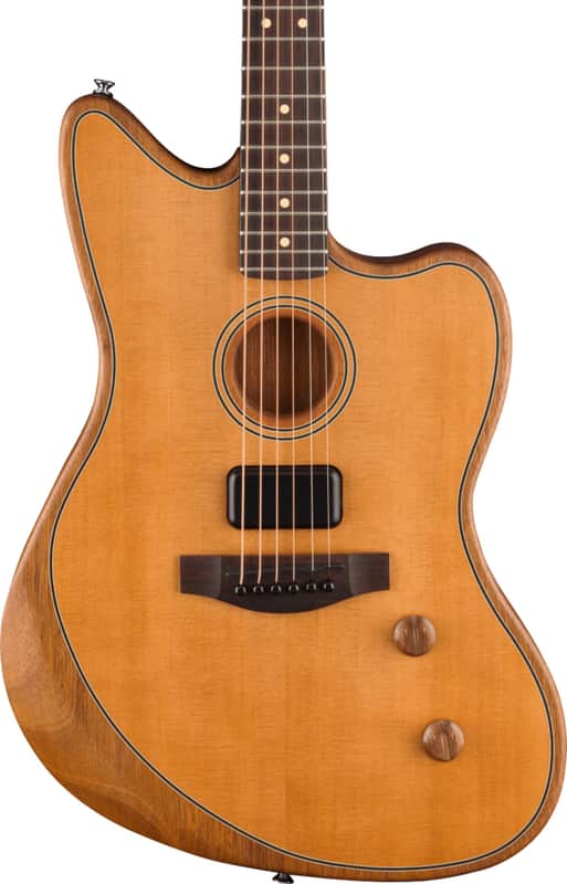 Fender Acoustasonic Standard Jazzmaster Acoustic-Electric Guitar, Solid Spruce Top, Aged Natural