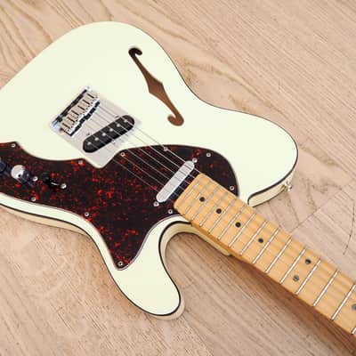 2000 Fender Telecaster Thinline USA Ash Body Olympic White Double Bound w/ Case, Lollar Pickups image 8