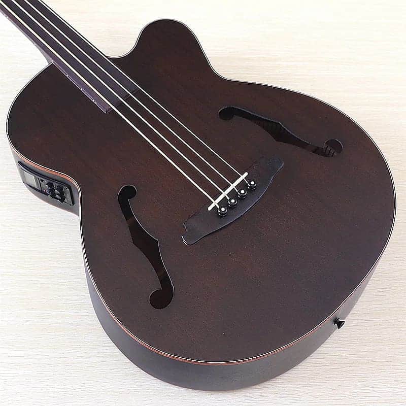 Fretless 4 String Acoustic Electric Bass, Sapele Body with Okoyme Wood Neck image 1