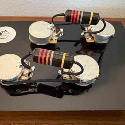 Gibson Les Paul 50s style wiring harness with new Bumblebee 0.022uF paper in oil capacitors and split long shaft pots image 1