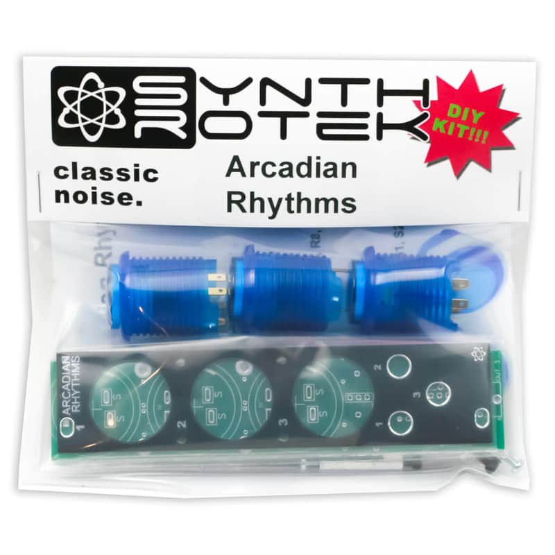 Synthrotek Arcadian Rhythms DIY Kit, Blue Buttons - Arcade Style Manual Gate Eurorack Kit image 1